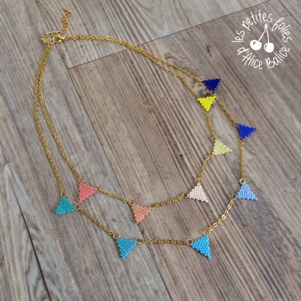 bijoux | collier sautoir | miyuki brick stitch | diagramme gratuit | fanions