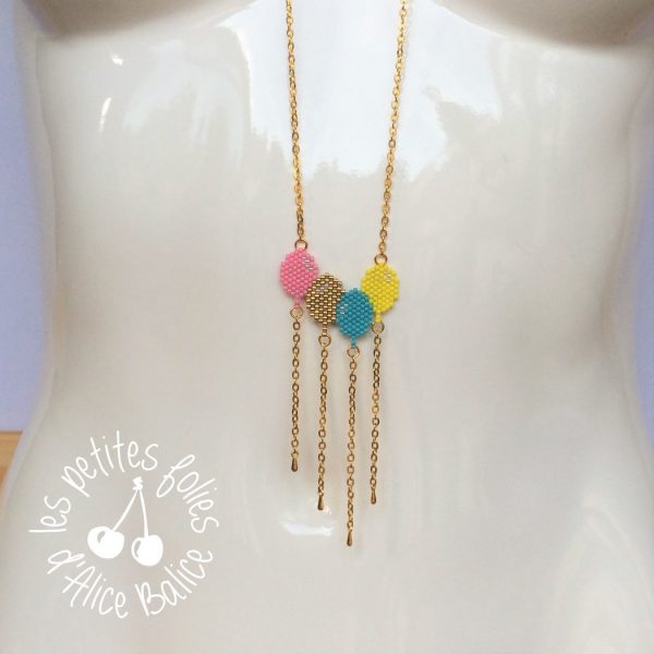 bijoux | collier sautoir | miyuki brick stitch | diagramme gratuit | ballons