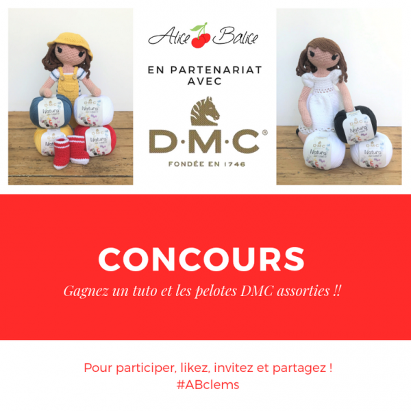 alice balice | concours clems fait sa rentree | partenariat dmc | crochet | natura just cotton | amigurumi